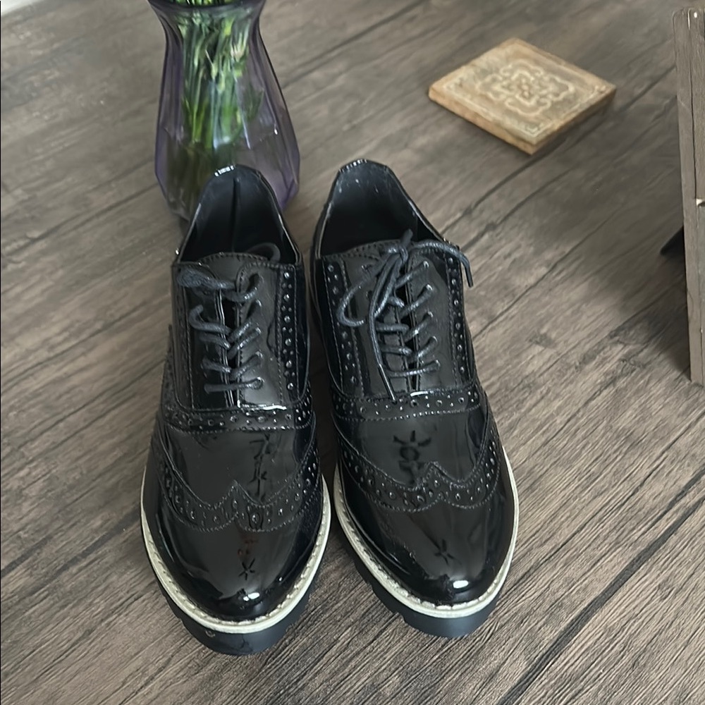 Women’s Black Patent Leather Brogues